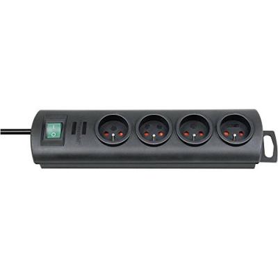Bloc multiprise avec interrupteur 1153304124 x4 noir fiche FR