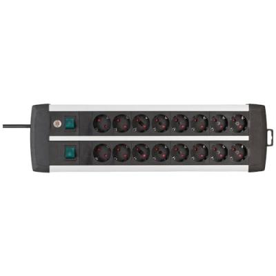 Brennenstuhl regleta premium-alu line 16 tomas duo 3m negro/plata