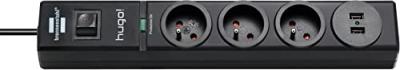 Parasurtenseur BRENNENSTUHL 3 PRISES NOIR 2xUSB 2M H05VV-F 3G1,5
