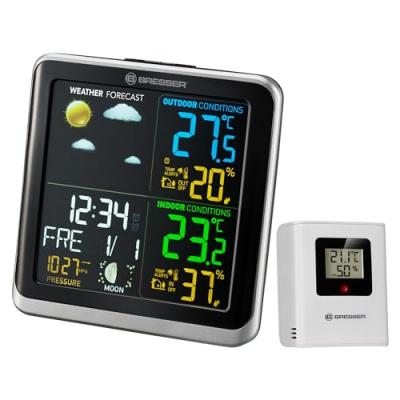 Station m&eacute;t&eacute;o avec &eacute;cran couleur, thermom&egrave;tre et hygrom&egrave;tre - Bresser
