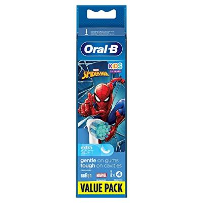Braun Eb10-4ffs Sw Spiderman Electric Brush Replacement 4 Units Clair