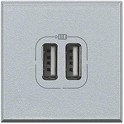 Prise Usb Double - Chargeur 5 Volts - Bticino Axolute - Aluminium