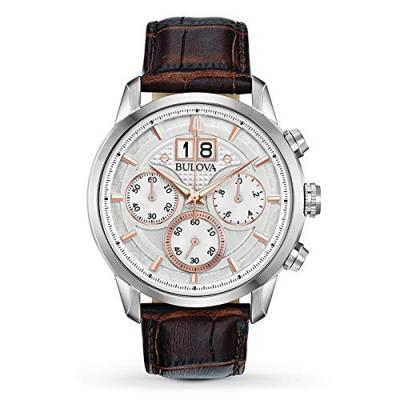 Montre bracelet&nbsp;BULOVA Chronographe pour Femme &agrave; mouvement Quartz en Cuir - 96B309