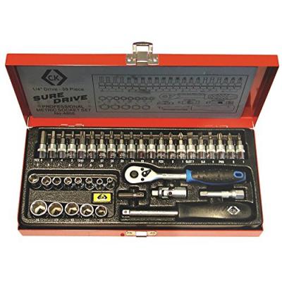 C.K T4655 Coffret 39 pi&egrave;ces de douilles et d'embouts de vissage 1/4