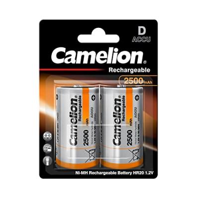 Lot de 2 Piles Lr20 R20 D Rechargeables 1.2V Ni-Mh Camelion 2500mah