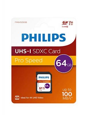 Philips sdxc card 64gb class 10 uhs-i u3 v30 a1 DFX-512395