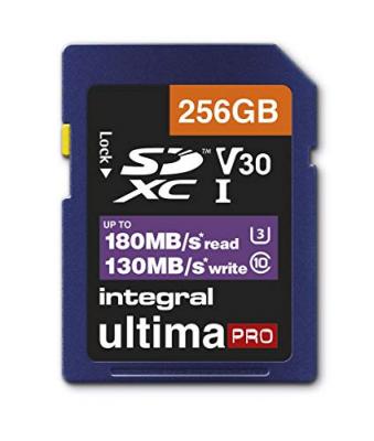 INTEGRAL Carte SD 256GB Classe 10 UHS-I V30 A2 R180/W130 MB/s