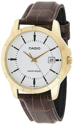 Casio Hommes Analogique Quartz Montre avec Bracelet en Cuir MTP-V004G-7