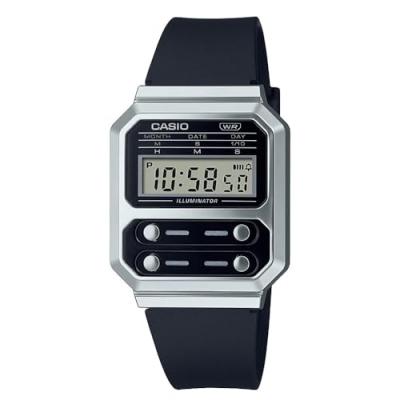 Montres Mixte CASIO A100WEF-1AEF - Bracelet R&eacute;sine Noir