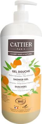 CATTIER Gel Douche&agrave;l'Aloe Vera Parfum Cl&eacute;mentine, Fleur d'Oranger 1L