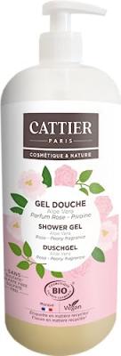 Cattier - Gel douche sans sulfate Parfum Rose - Pivoine 1L