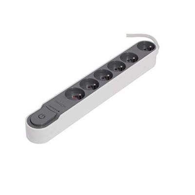 Bloc multiprise parafoudre avec interrupteur 6 prises 16A 1,5m gris