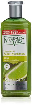 NaturVital Shampooing Pour Cheveux Gras et Sensibles 300+100ml