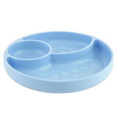 Chicco-plat a compartiment en silicone avec ventouse - bleu - 12m+
