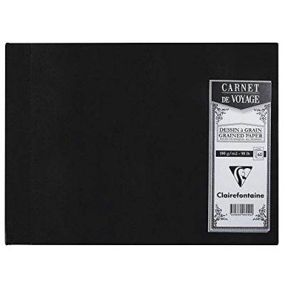 Clairefontaine Carnet de Voyage toil&eacute; 60F A5 180g - Noir - Lot de 2