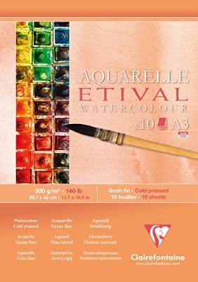 Bloc de papier Etival A3 grain fin 300g/m&sup2; 10 feuilles