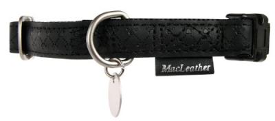 Collier Mac Leather Noir Tour de Cou 27/40 cm x larg. 15 mm pour Chien