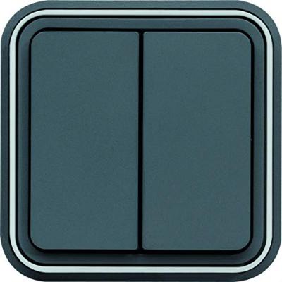 Double va-et-vient &eacute;tanche cubyko complet encastr&eacute; - gris - wne040-