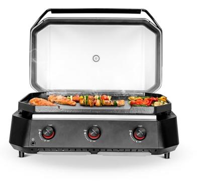 Plancha Gaz avec couvercle et 3 br&ucirc;leurs 94 x 57 x 31 cm - Noir