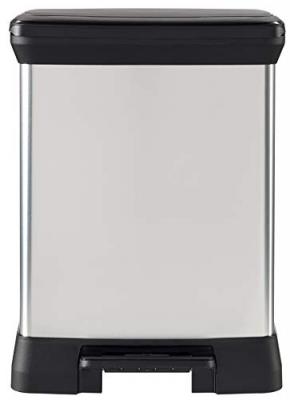 Curver Poubelle A P&eacute;dale - 30 L - Gris M&eacute;tallis&eacute;