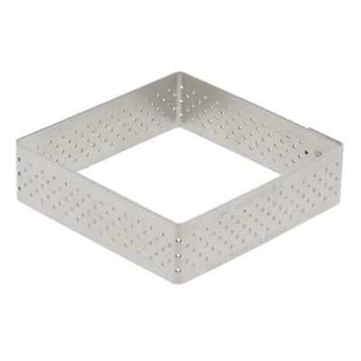 Cercle &agrave; tarte carr&eacute; en inox perfor&eacute; 15cm, haut 2cm De Buyer