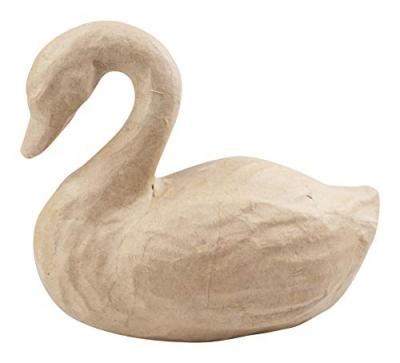 Cygne en papier m&acirc;ch&eacute; - 15 x 7,5 x 14 cm - D&eacute;copatch - couleur variant