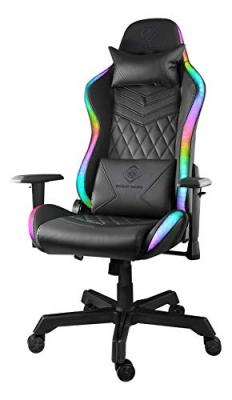 DELTACO GAMING - Fauteuil gaming RGB LED 332 modes, Cuir PU noir, max 120kg - Neuf