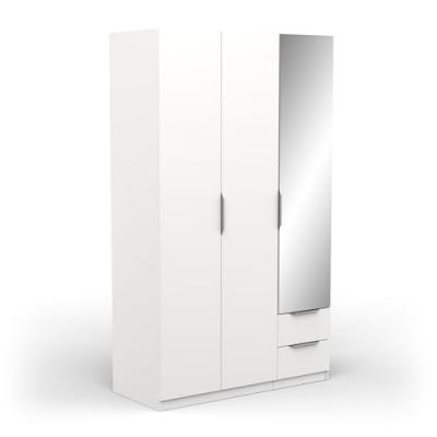 Armoire 3 portes avec miroir - GHOST - Blanc - 119,4 x 51,1 x 203cm -