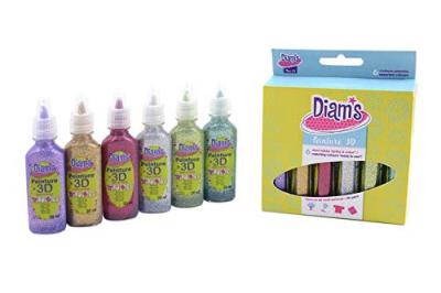 Diam's 3D Mini Lot de 6 Peintures Couleurs Paillet&eacute;es