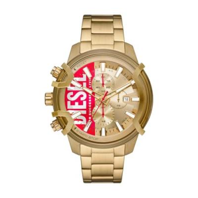 Montre Homme Griffed Dor&eacute;, Rouge DZ4595 Jaune Diesel