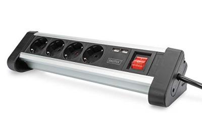 Digitus Bloc 4 prises de bureau avec 2 raccords USB DA-70614