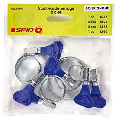 Set de colliers de serrage &agrave; clef Spid'O - 6 pi&egrave;ces