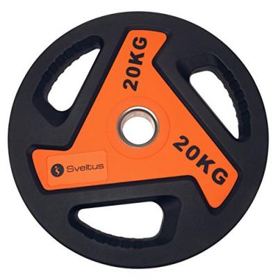 Disque olympique &agrave; poign&eacute;es 20 kg x1 - SVELTUS - Musculation - Halt&eacute;rophilie - Orange 