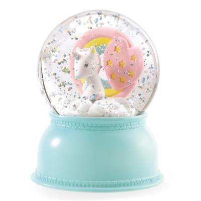 Veilleuse boule neige Licorne Djeco Bleu