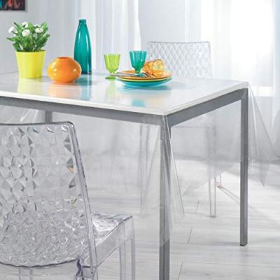Decorline 1710465 nappe cristal imprim&eacute; paillettes pvc argent 140 x 240 cm