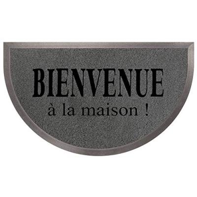 Tapis Deco 1740420 Tapis d'Entr&eacute;e Demi-Lune PVC Gris/Noir 45 x 75 cm