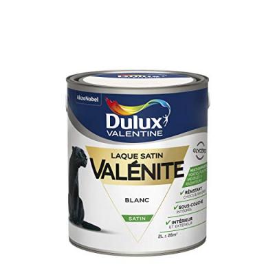 Peinture laque pour boiseries Val&eacute;nite Dulux Valentine satin blanc 2L