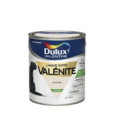 Peinture laque lin clair boiserie Val&eacute;nite DULUX VALENTINE satin&eacute; 2 l