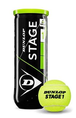 Lot de 3 balles de tennis Dunlop stage 1 - jaune/vert - TU