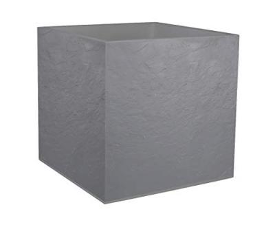 Pot carr&eacute; plastique EDA Durdica gris galet 49 5 x 49 5 x h.49 5 cm