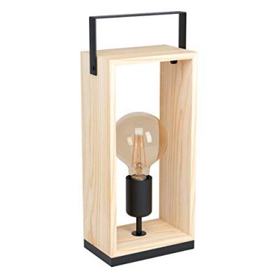 EGLO Lampe &agrave; poser Famborough &agrave; cadre en bois clair