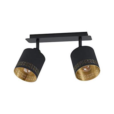 EGLO Plafonnier Esteperra, noir/dor&eacute;, &agrave; 2 lampes