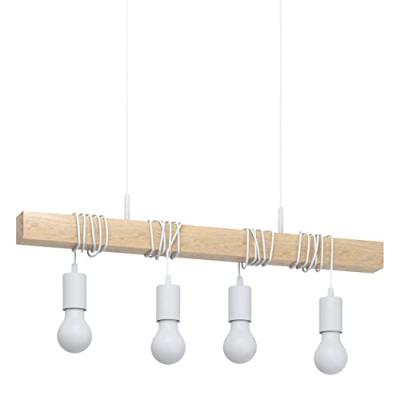 Eglo lampe suspendue townshend 4 lampes bois blanc et beige 425512