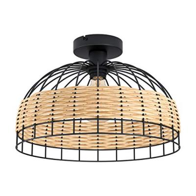 EGLO Plafonnier Anwick en acier avec tressage en rotin