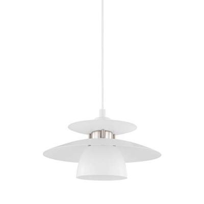 Brenda plafonnier suspendu dome blanc, nickel satin&eacute;