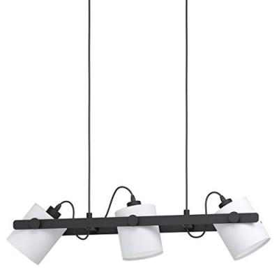 Hornwood plafonnier suspendu &agrave; 3 lampes, barre droite, noir