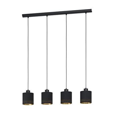 Esteperra plafonnier suspendu &agrave; 4 lampes, barre droite, noir