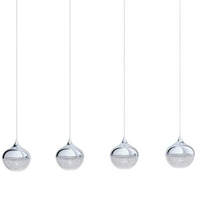 Mioglia plafonnier suspendu &agrave; 4 lampes, barre droite, chrome
