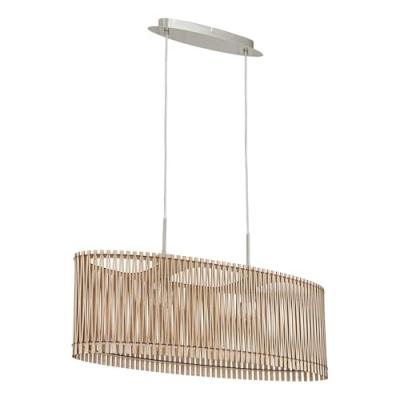 Suspension SENDERO 2 ampoules nickel satin&eacute; abat jour &eacute;rable