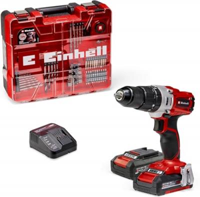 Perceuse &agrave; percussion sans fil Einhell TE-CD 18/2 Li-i +64 18V - 2x2,0Ah + 64 accessoires